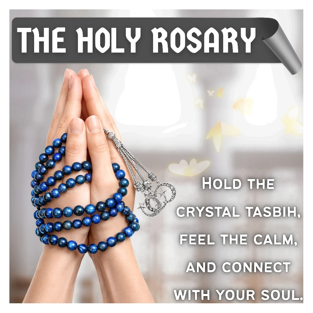 Blue Tiger Eye Crystal Tasbih (Silver)