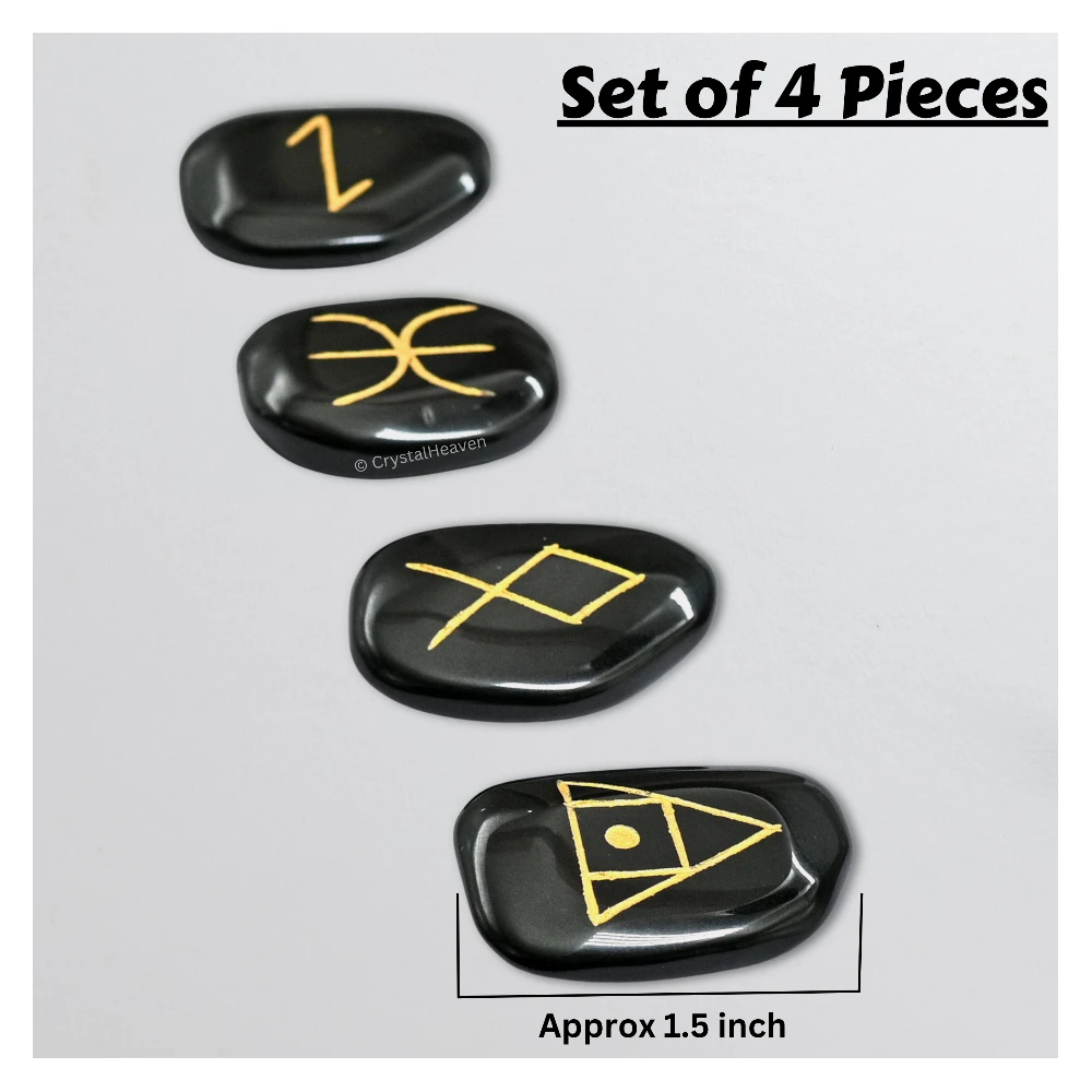Black Agate Pagan Wiccan Stones (Set of 4)