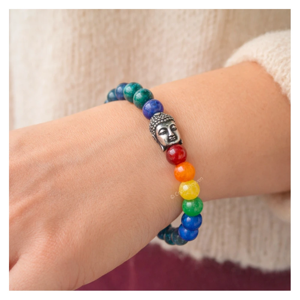 Chrysocolla Lapis Lazuli Chakra with Buddha Bracelet (Elastic)
