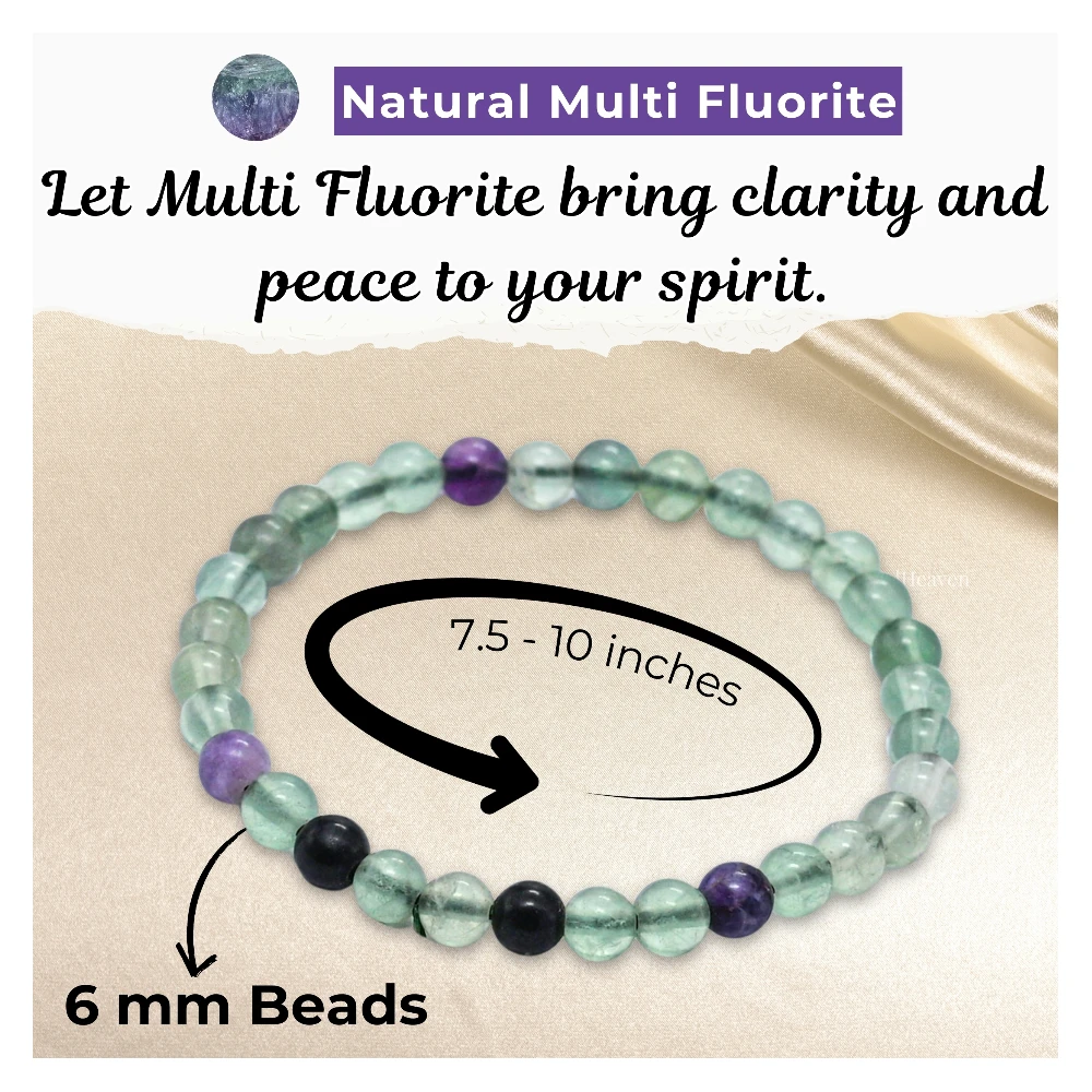 Multi Fluorite Healing Crystal Bracelets - 6mm Beads