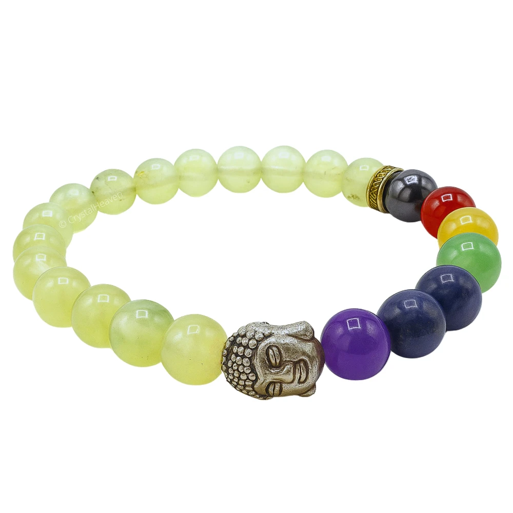 Green Jade Chakra with Buddha Bracelet (Elastic)
