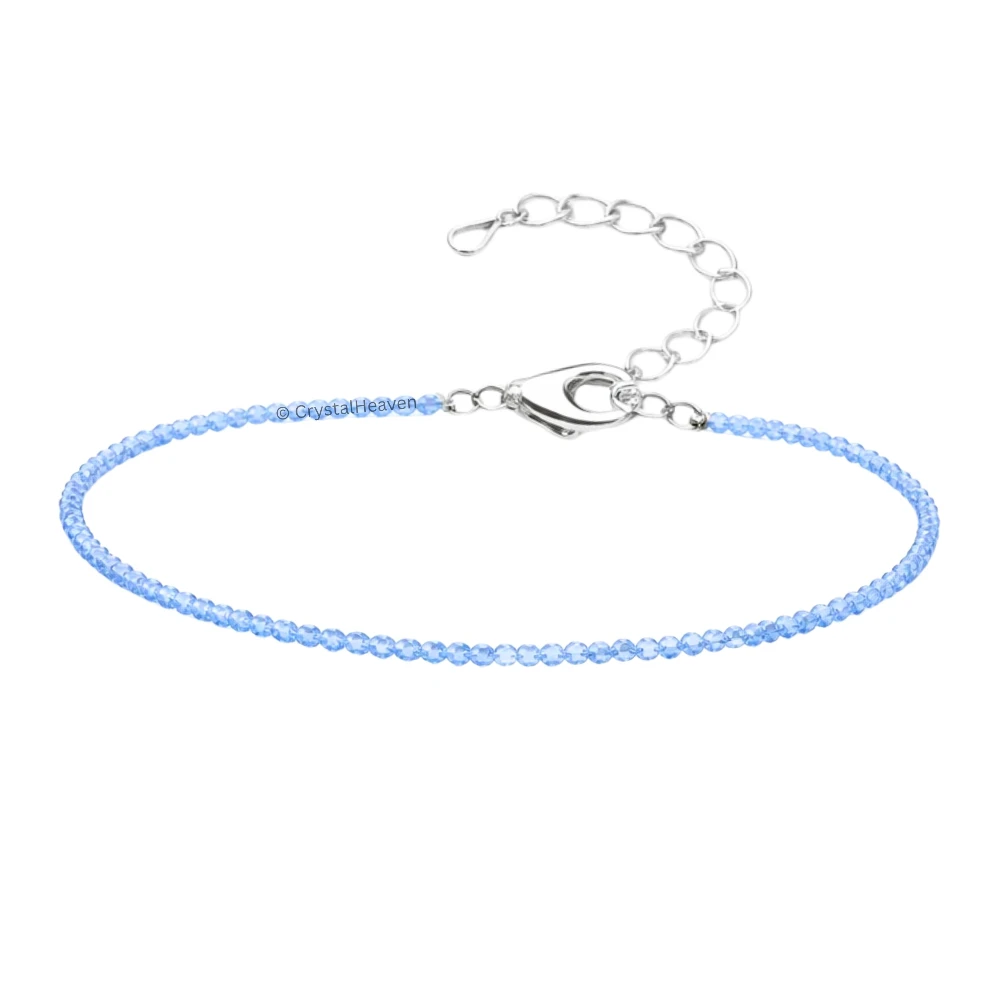 Blue Chalcedony Anklet - 2mm Faceted Beads