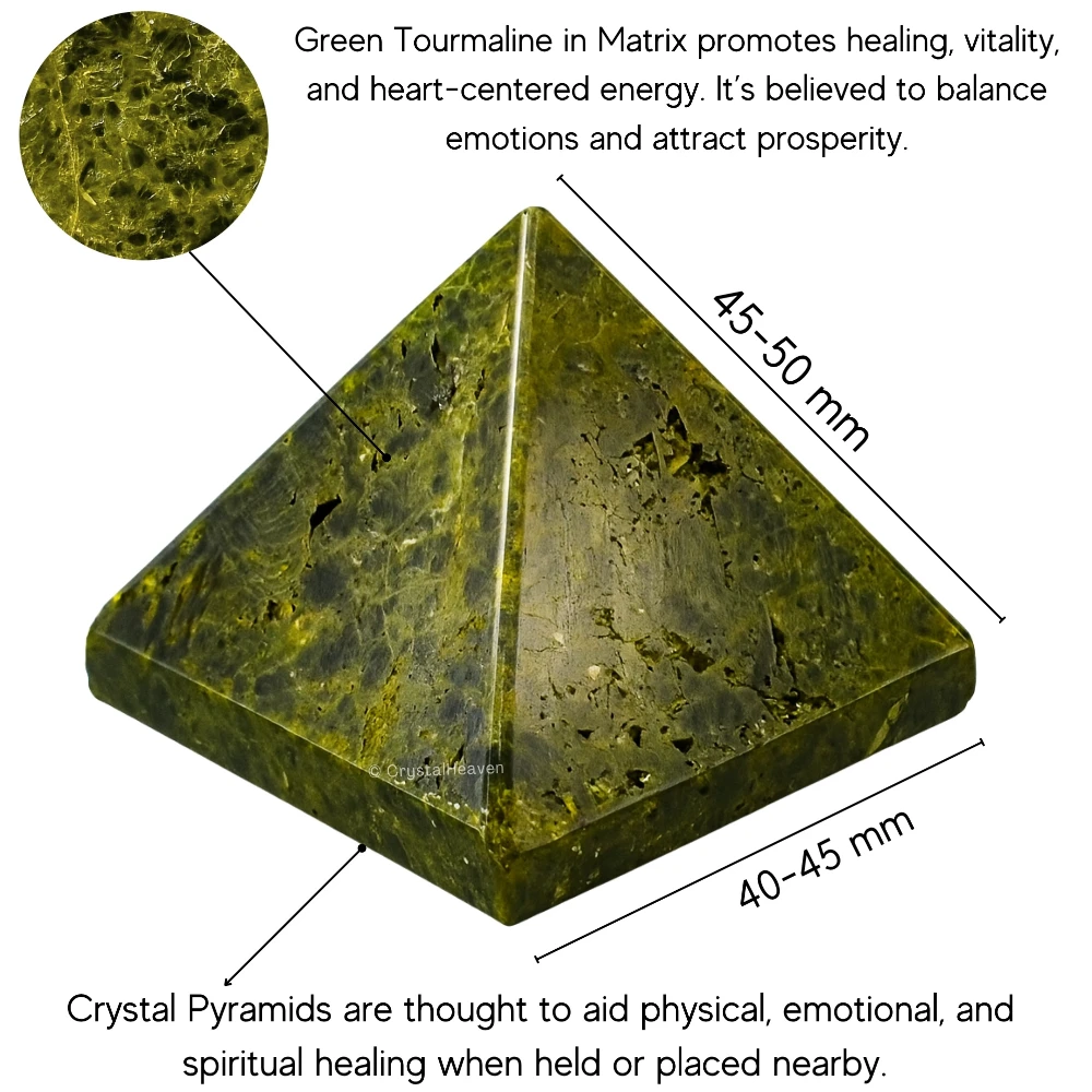 Green Tourmaline in Matrix Pyramid (2 Inch)