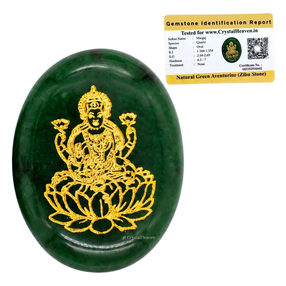 Green Aventurine Lakshmi Ji & Shri Yantra Zibu Stone
