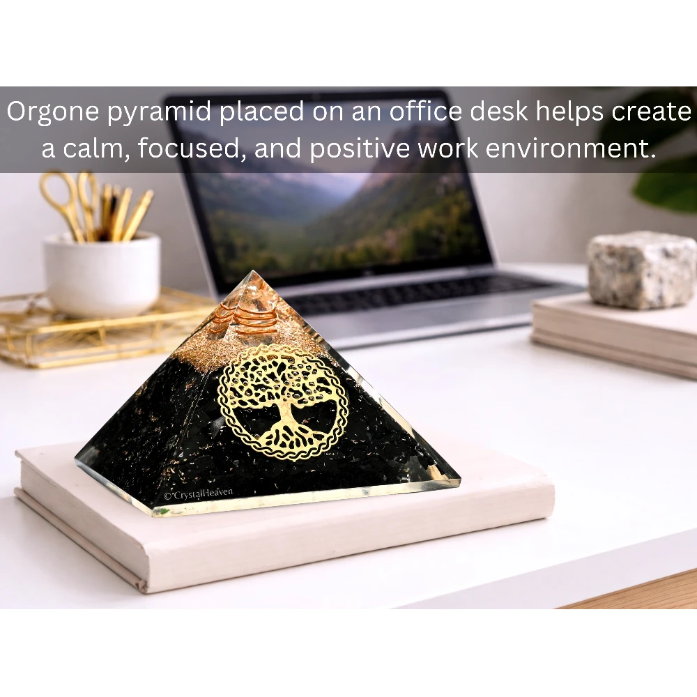 Shungite Orgone Pyramid (Vintage Tree Of Life)