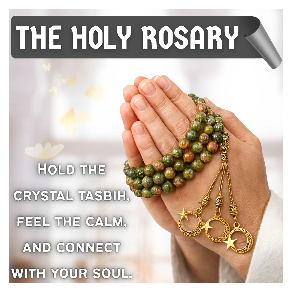 Unakite Crystal Tasbih (Gold)