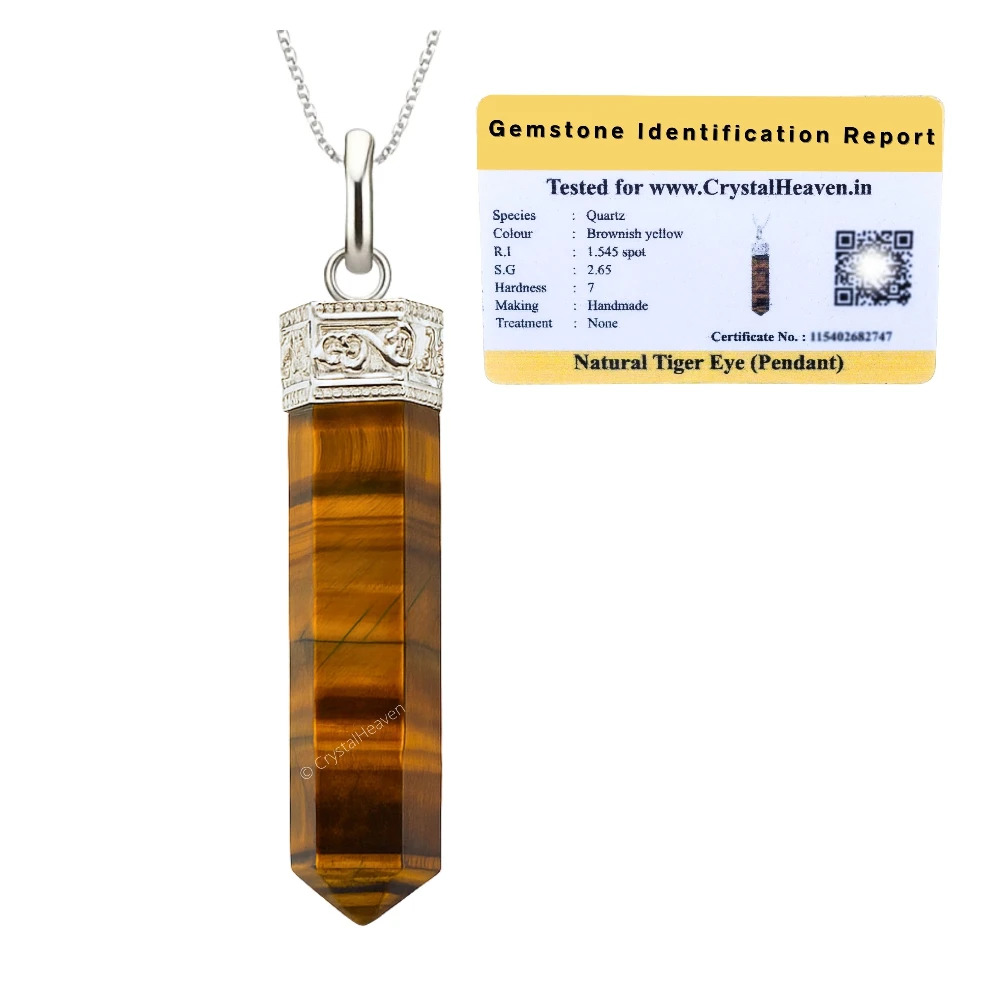 Tiger Eye Necklace - Pencil Point (Silver)
