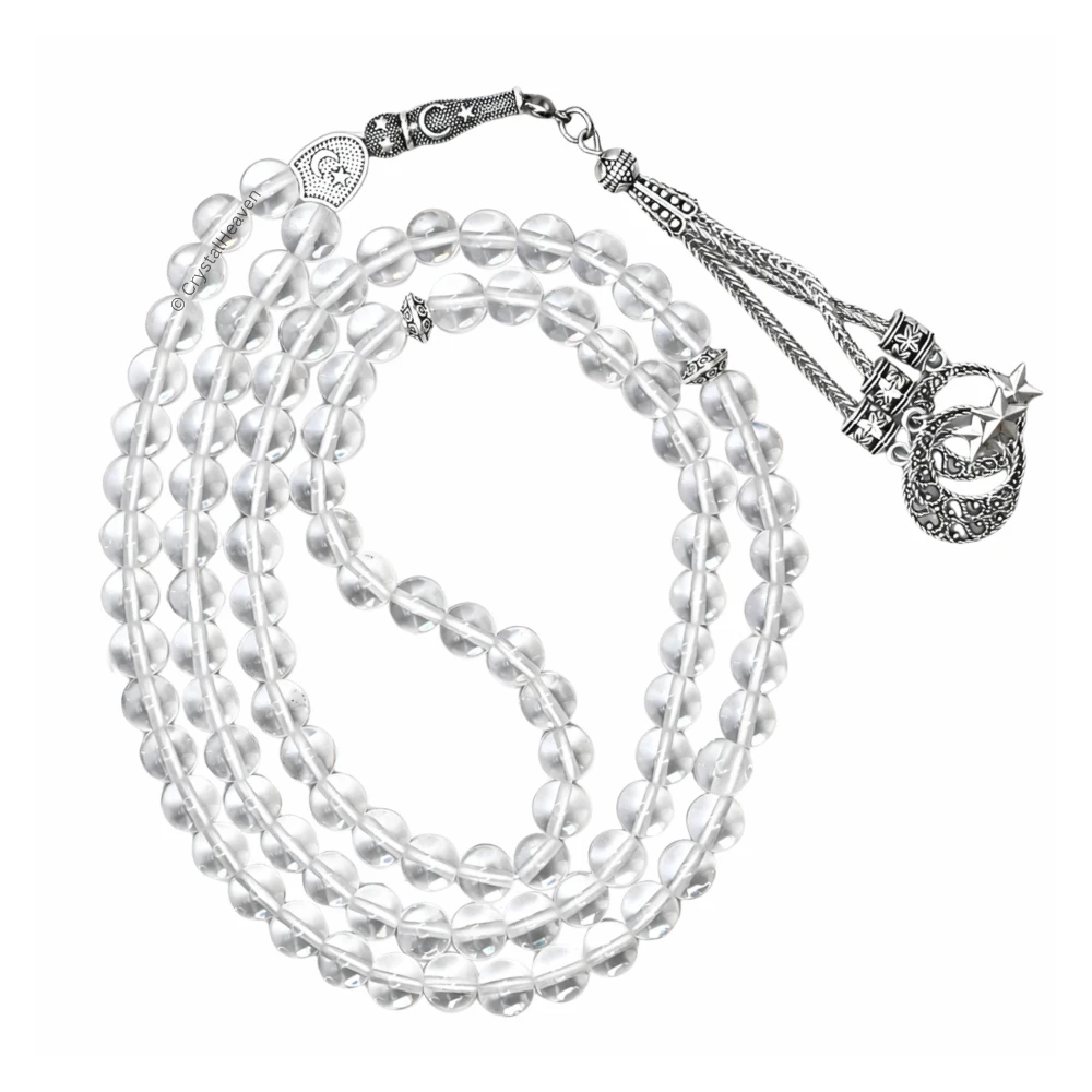 Clear Quartz Crystal Tasbih (Silver)