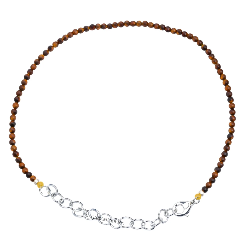 Tiger Eye Bracelets - 2mm Faceted Beads (Silver)