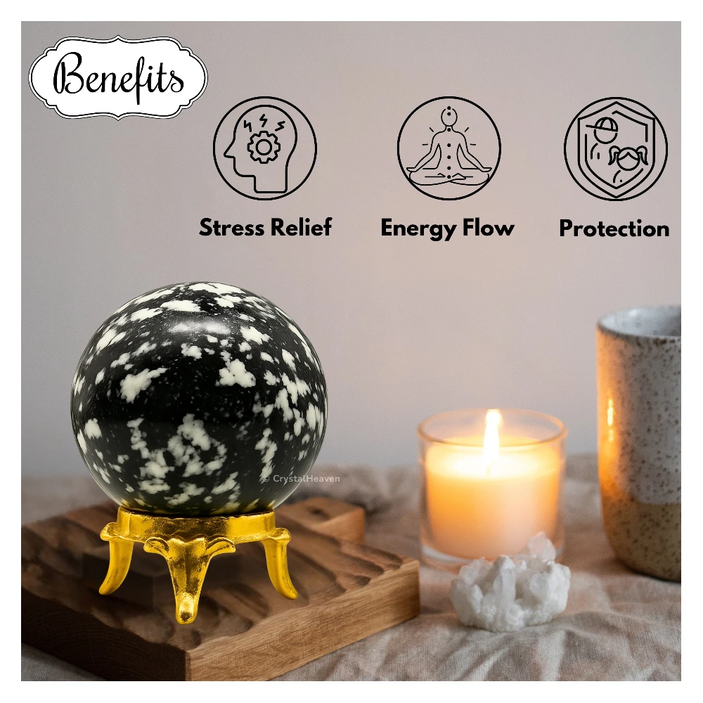 Black and White Tourmaline Sphere (1.5 Inch)