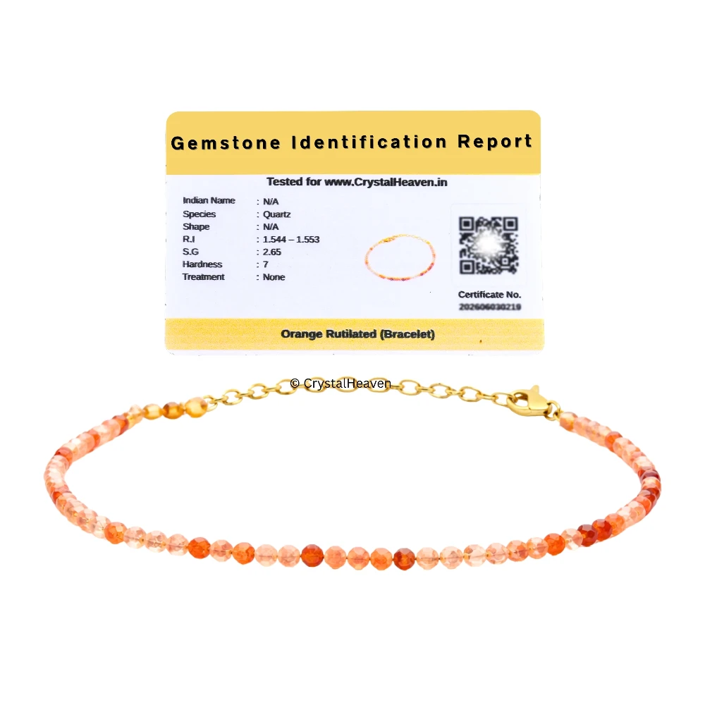 Orange Rutilated Quartz Bracelets - 2mm Faceted Beads (Gold)