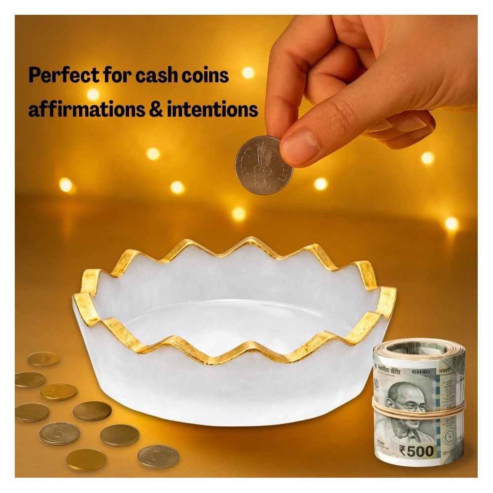 Money Bowl For Feng Shui Wealth Attraction (Bowl with Golden Rim)