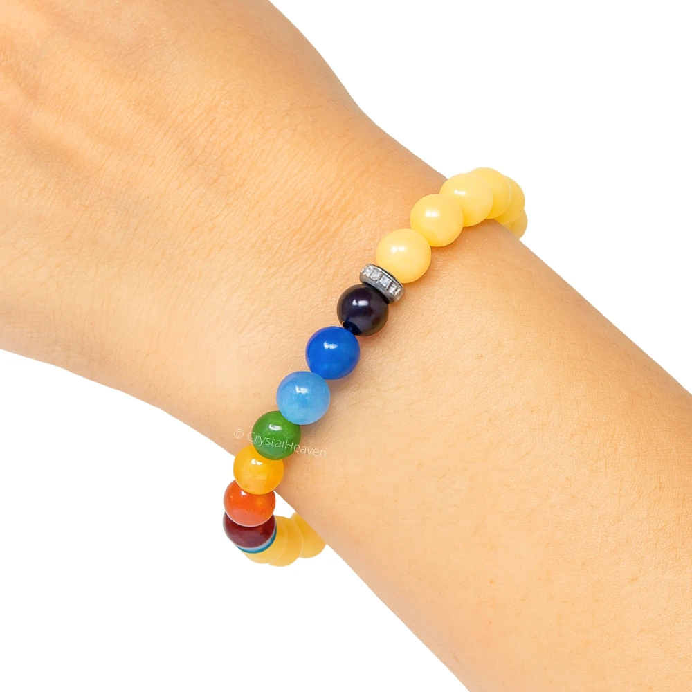 Yellow Calcite with Chakra Bracelet (Elastic)