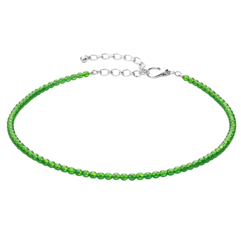 Green Onyx Anklet - 2mm Faceted Beads