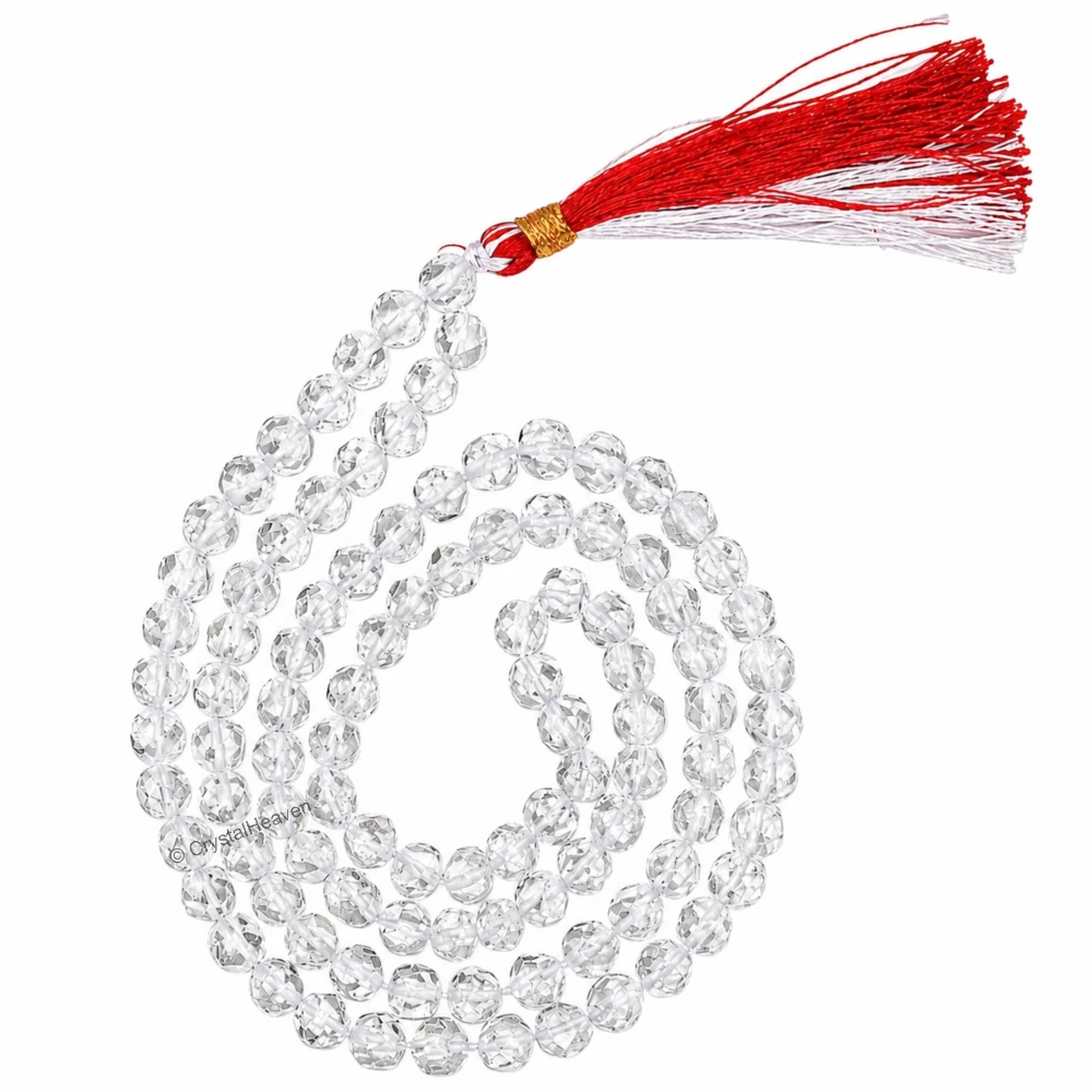 Sphatik Mala - Diamond Cut 108 Beads (6mm) (Without Knot)
