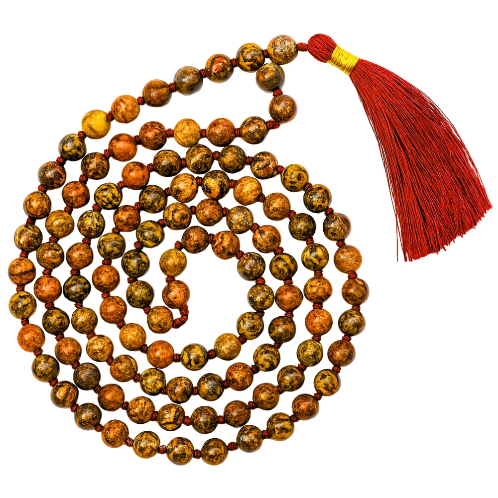 Leopard Jasper Japa Mala (Hand Knotted)