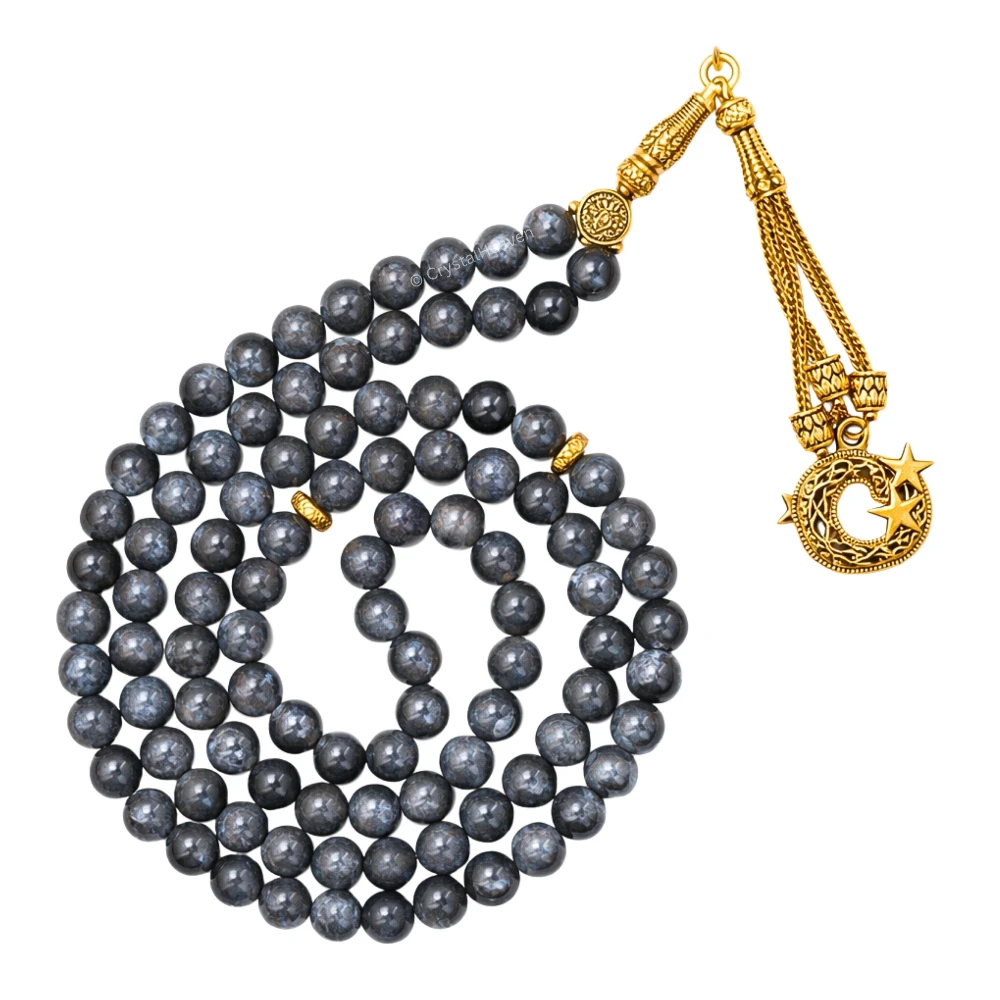 Larvikite Crystal Tasbih (Gold)