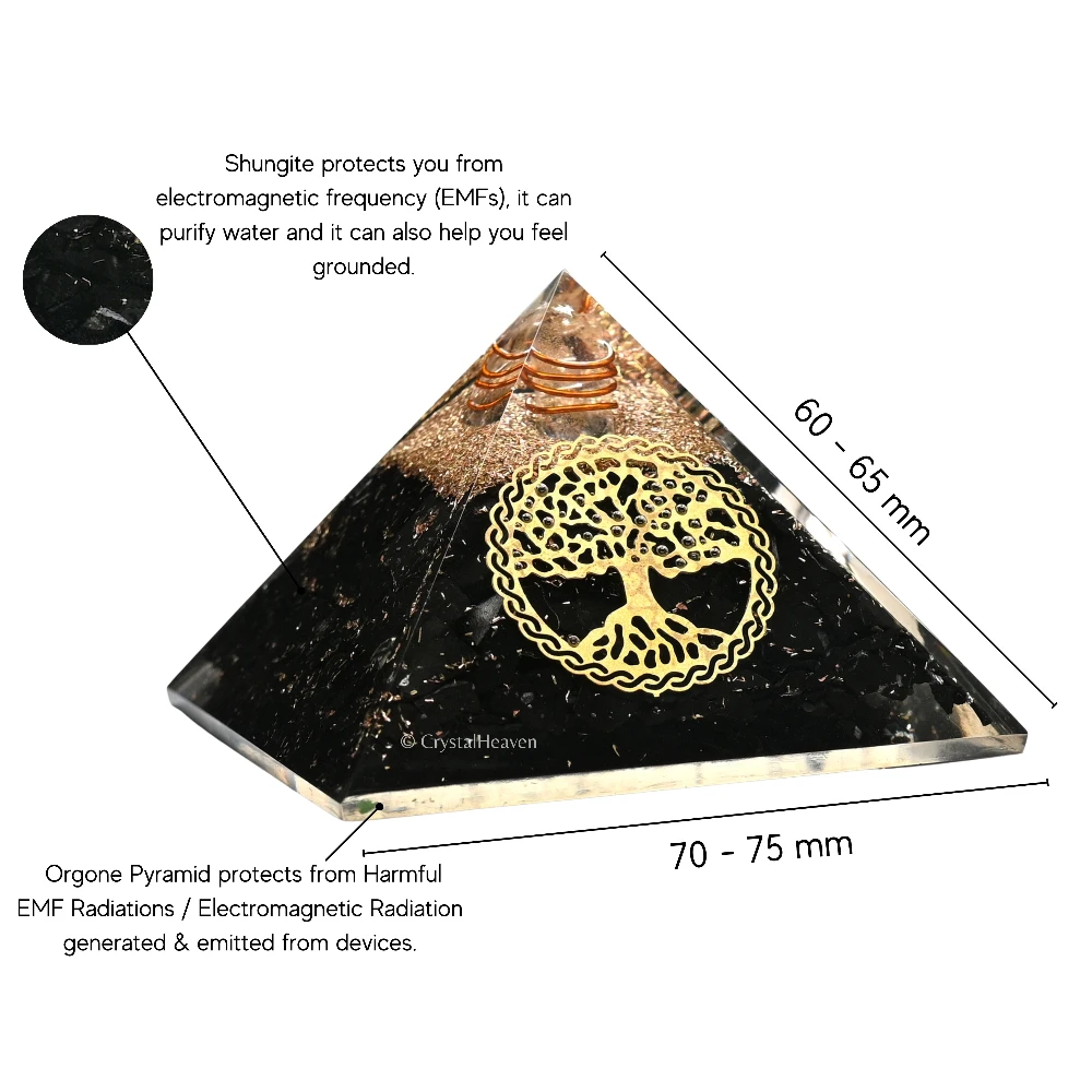 Shungite Orgone Pyramid (Vintage Tree Of Life)