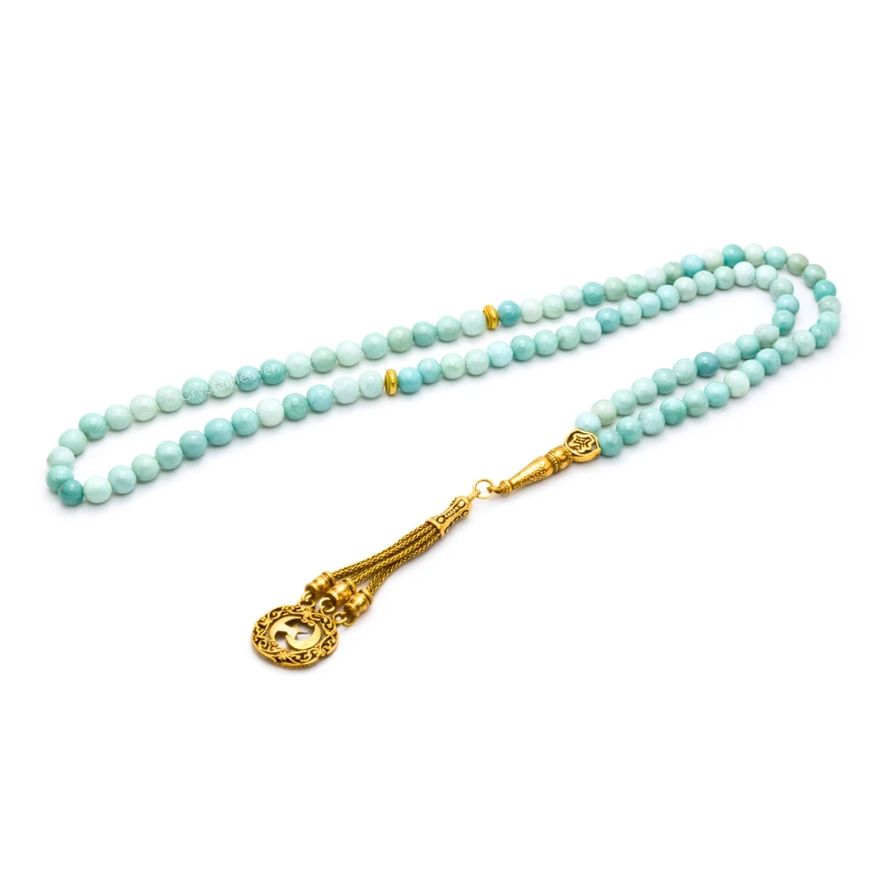 Amazonite Crystal Tasbih (Gold)