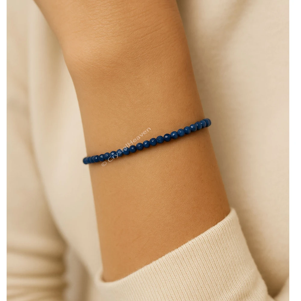 Lapis Lazuli Bracelets - 2mm Faceted Beads (Silver)