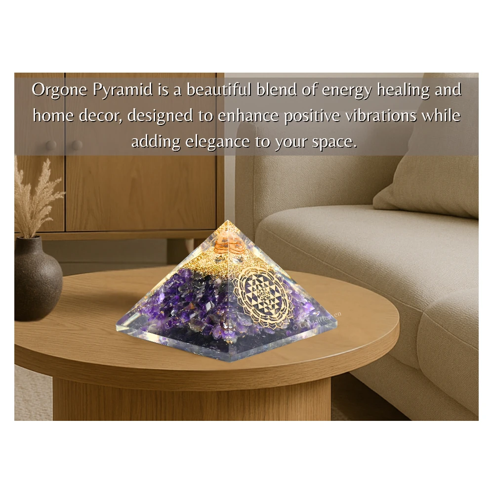 Amethyst Orgone Pyramid (Round shriyantra -2)