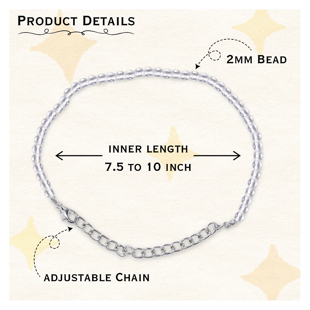 Clear Quartz Bracelets - 2mm Faceted Beads (Silver)