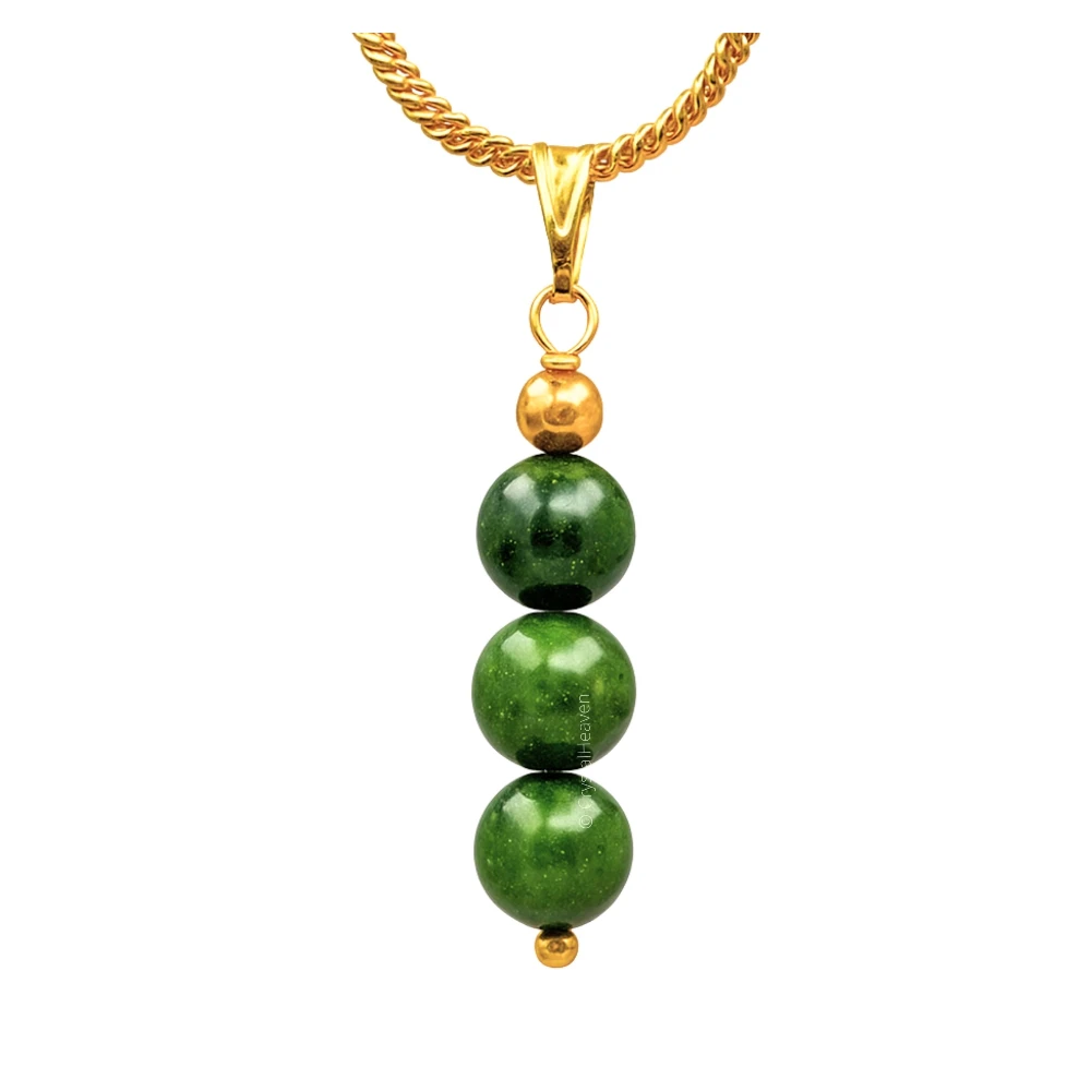 Green Jade Crystal Bead Necklace (Gold)