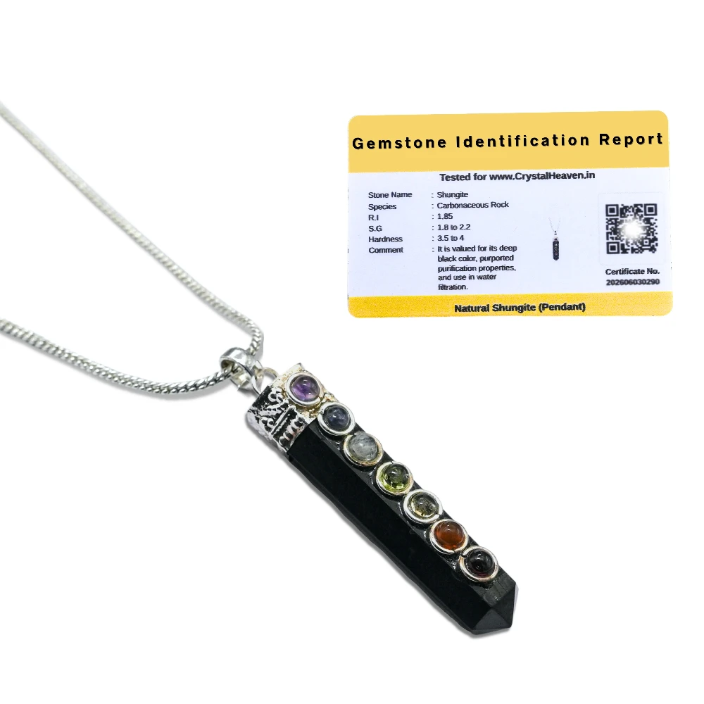 Shungite Necklace - Cap Pencil with Chakra