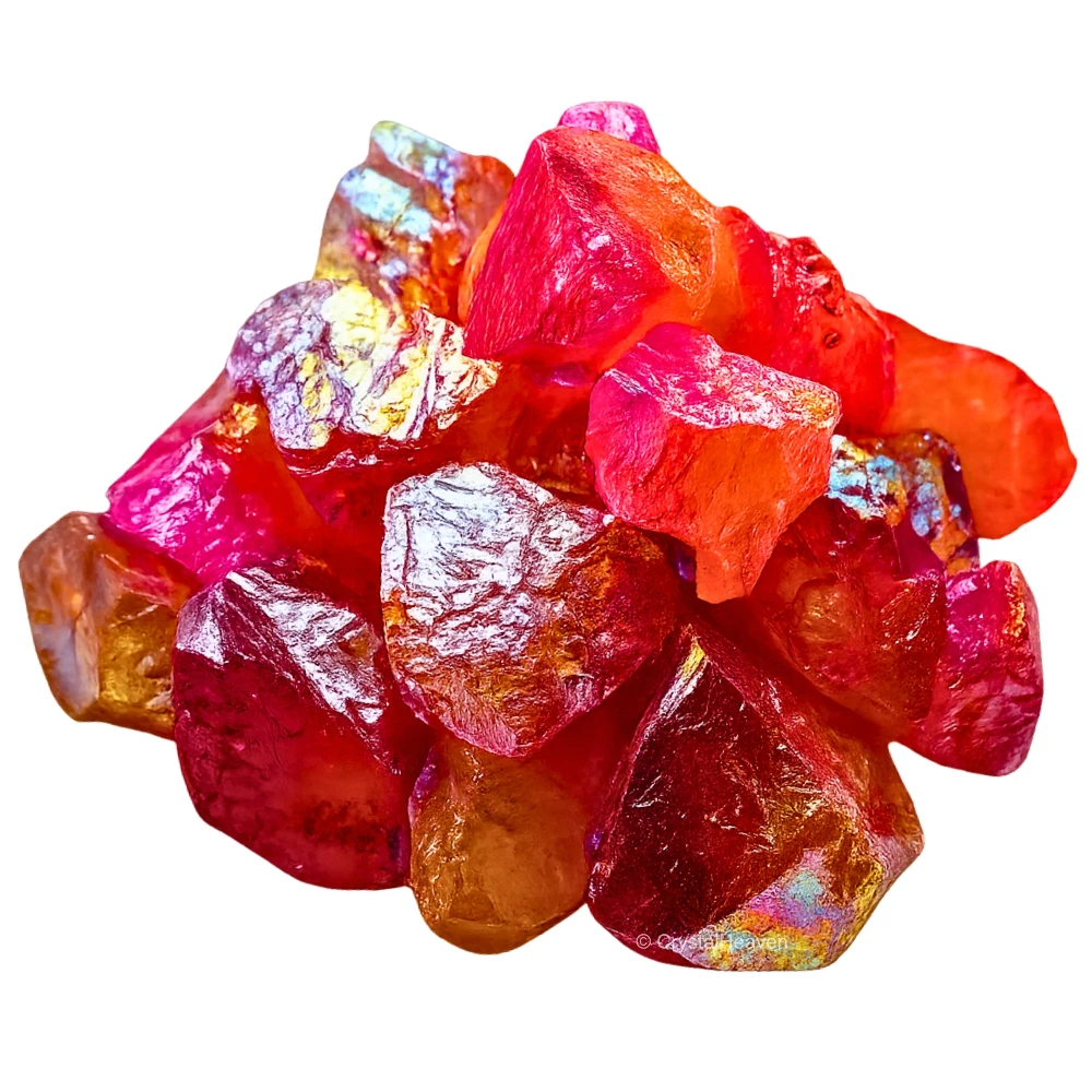 Raw Tangerine-Ruby Aura Quartz Crystals (2 Pieces)