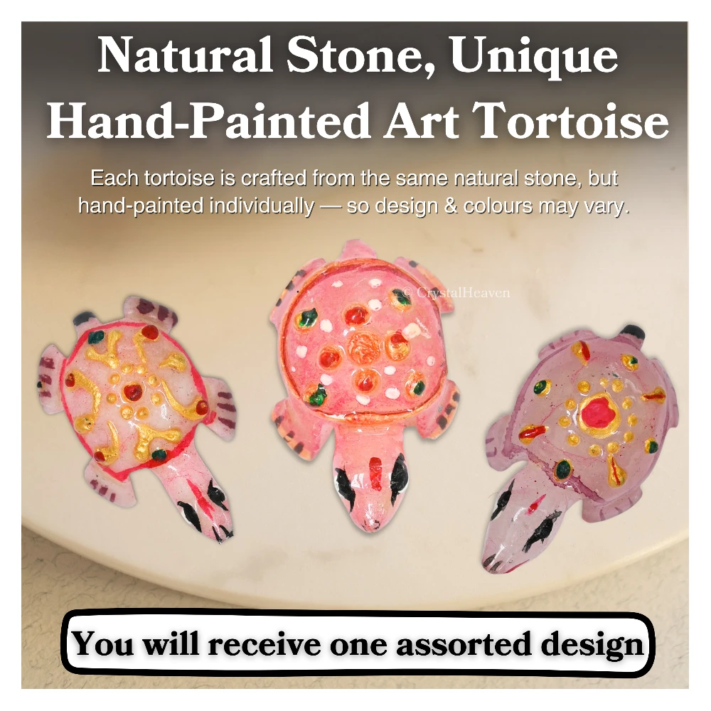 Rose Quartz Crystal Gemstone Hand Painted Tortoise (3-4 Inch)