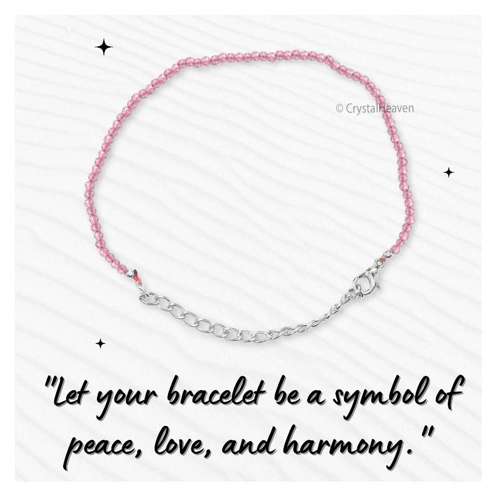 Pink Strawberry Bracelets - 2mm Faceted Beads (Silver)