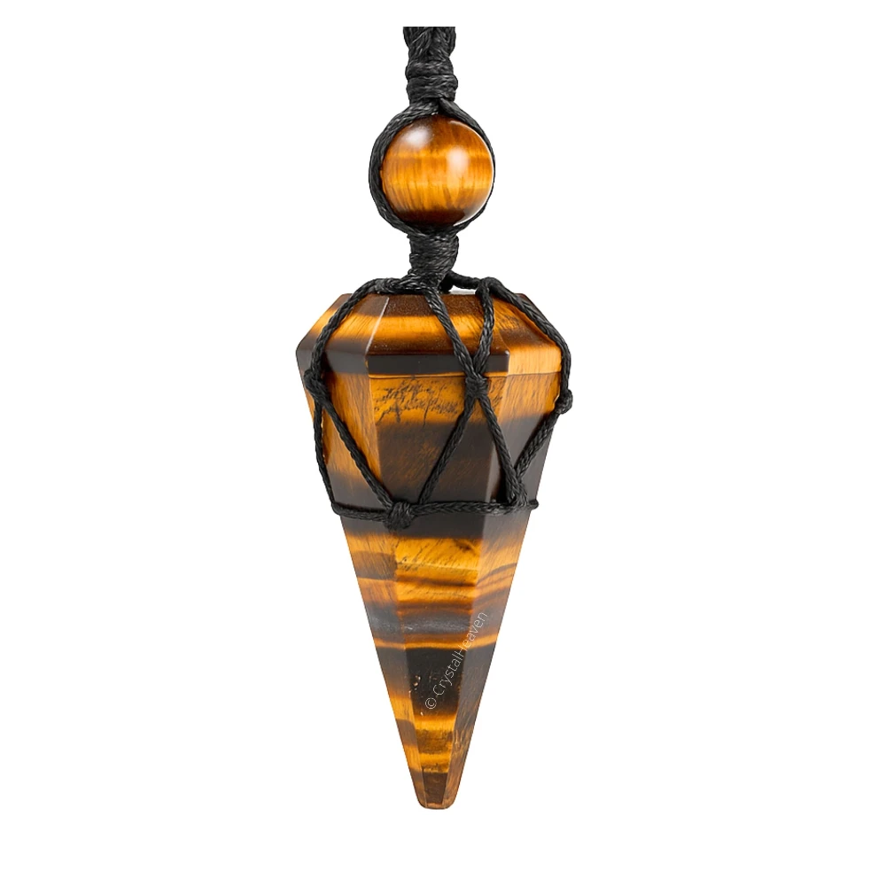 Tiger Eye Pendulum Pendant Necklace (Macrame)