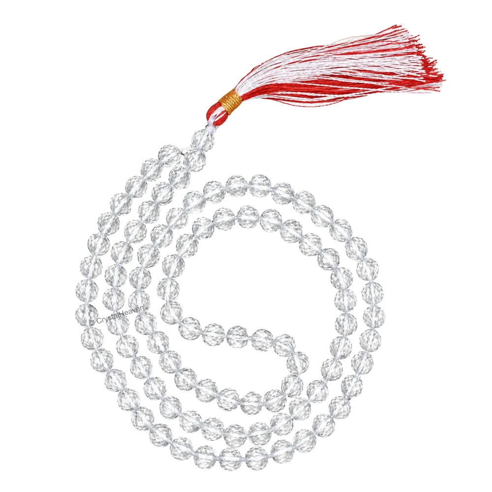 Sphatik Mala - Diamond Cut 108 Beads (7mm) (Without Knot)