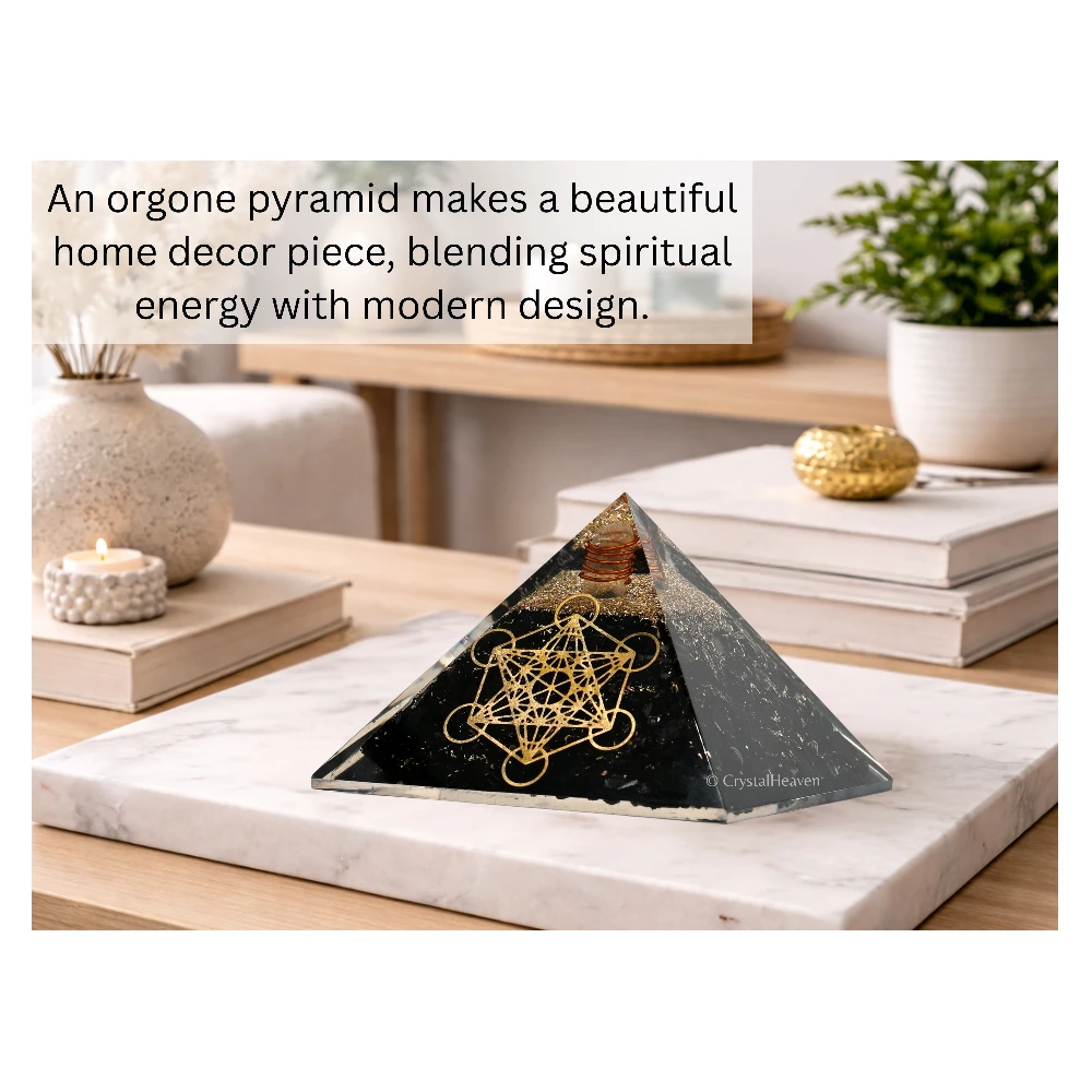 Black Tourmaline Orgone Pyramid (Metatron  Cube)
