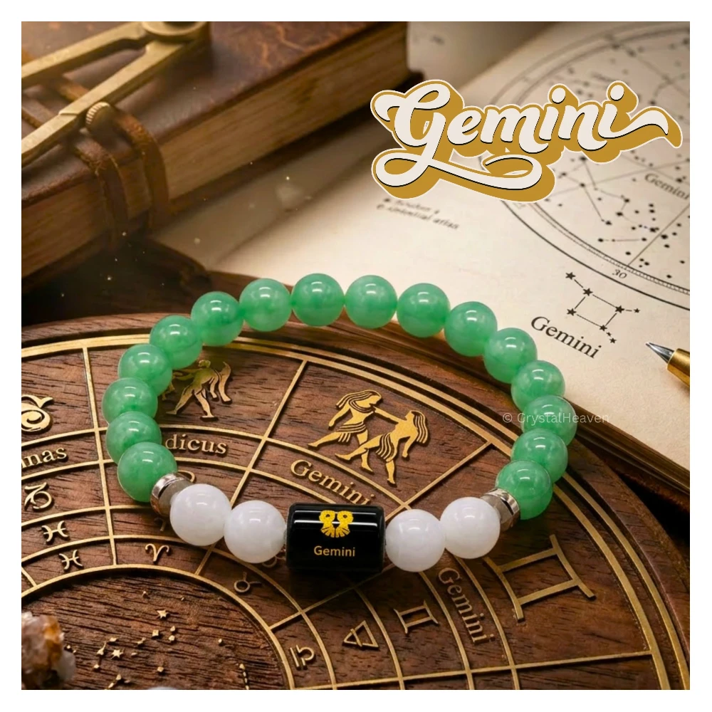 Gemini Bracelet (मिथुन राशि) - Green Aventurine & Milky Quartz (Only Bracelet)