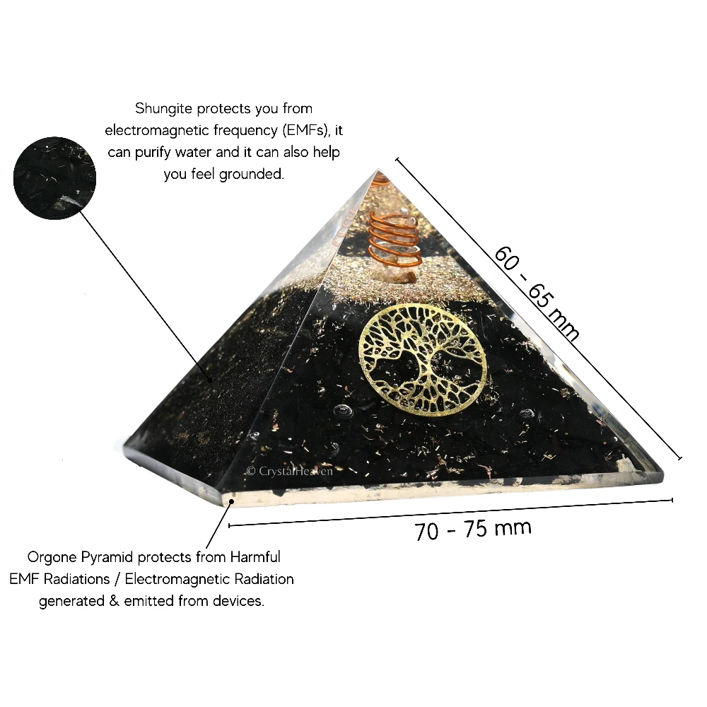 Shungite Orgone Pyramid (Small Tree Of life)