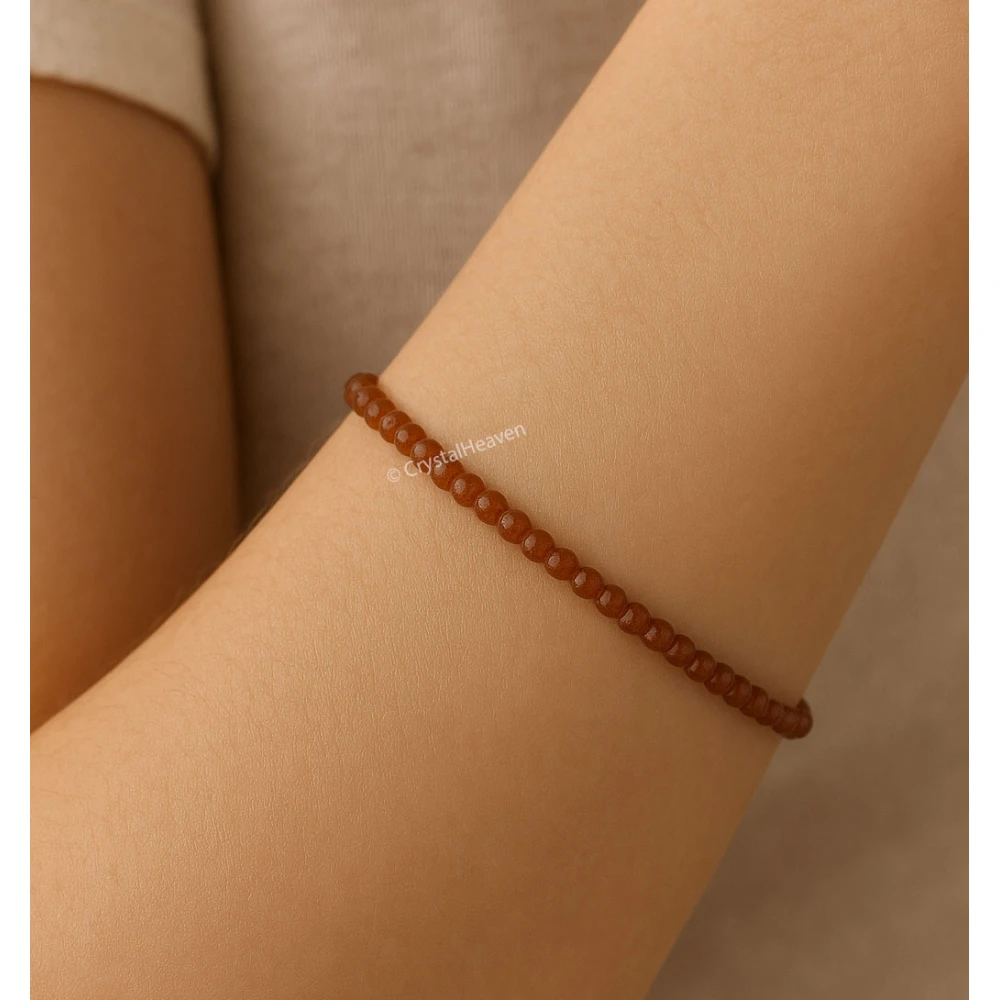 Red Goldstone Bracelets - 2mm Faceted Beads (Gold)