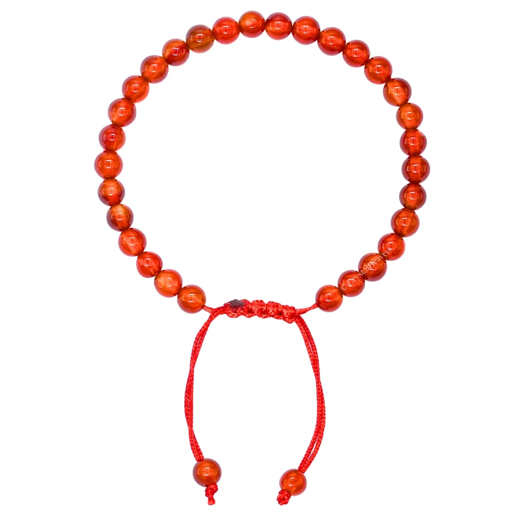 Carnelian Healing Crystal Bracelets - 6mm Beads (Adjustable)