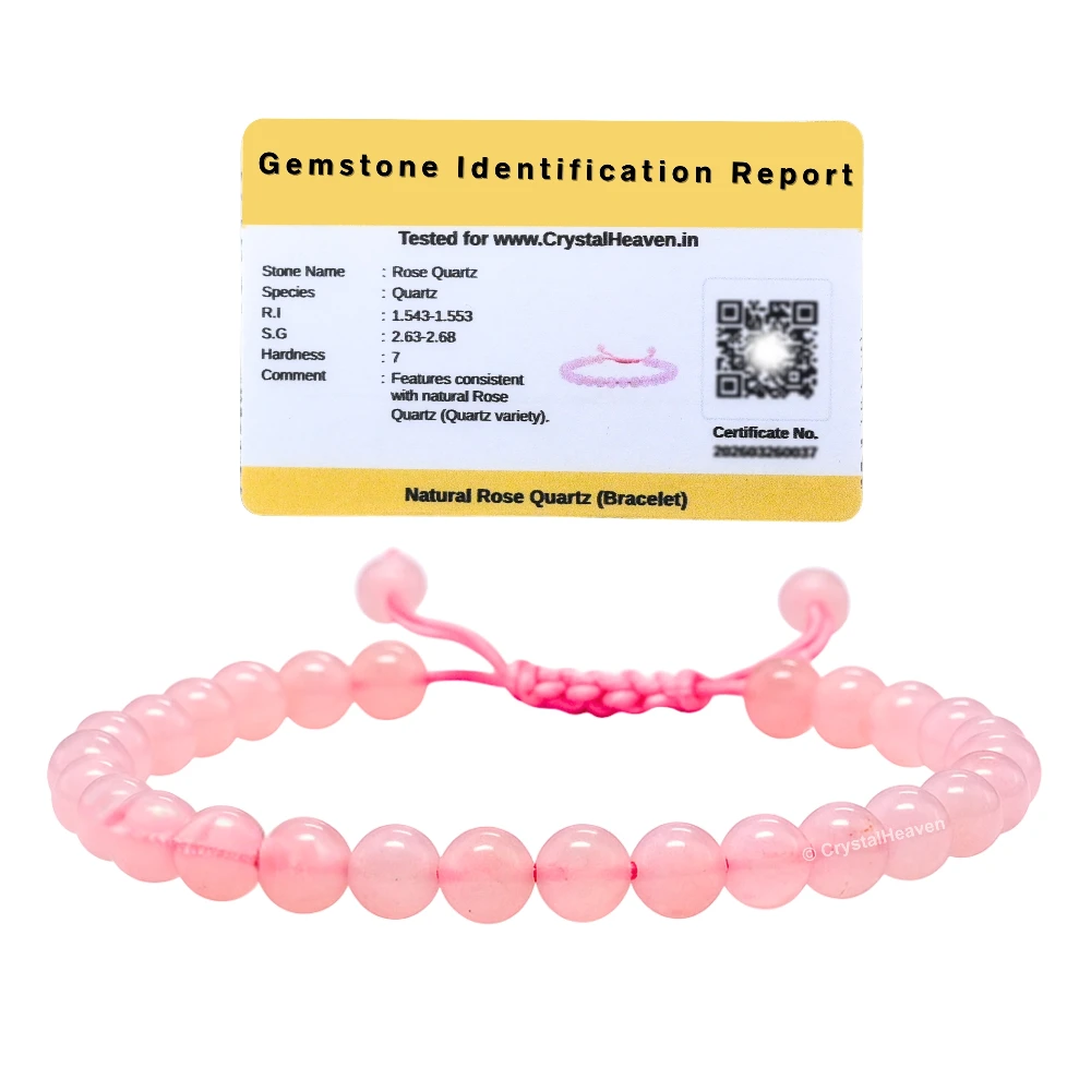 Rose Quartz Healing Crystal Bracelets - 6mm Beads (Adjustable)