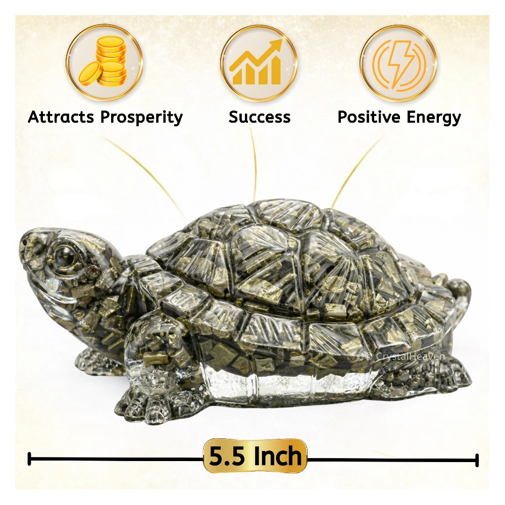 Natural Pyrite Tortoise Kachhua - 5.5 Inch Large