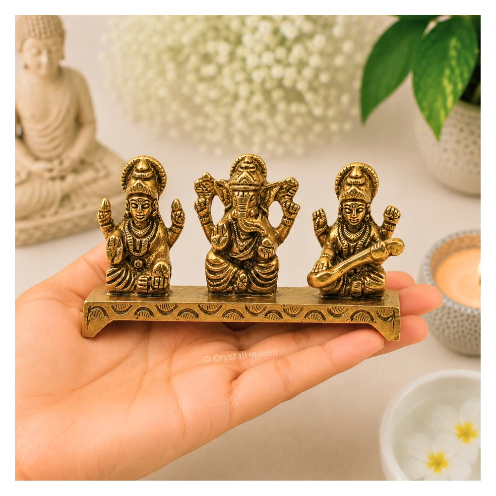 Ganesh, Laxmi & Saraswati Bass Idol Figurine (265 Gram, 1.8 Inch)