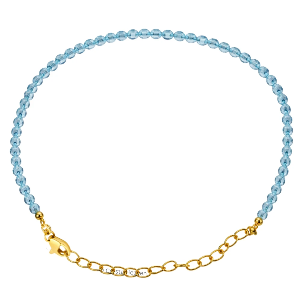 Sky Apatite Bracelets - 2mm Faceted Beads (Gold)