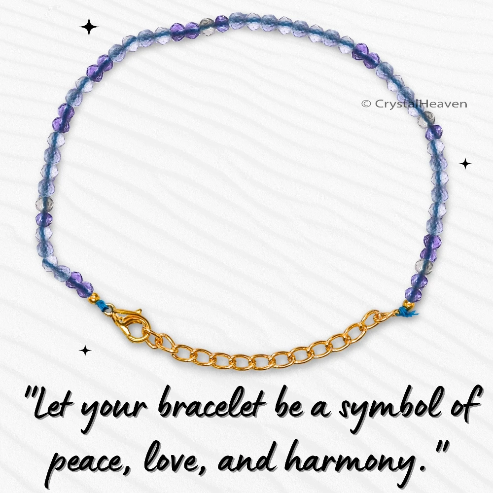 Blue Fluorite Bracelets - 2mm Faceted Beads (Gold)