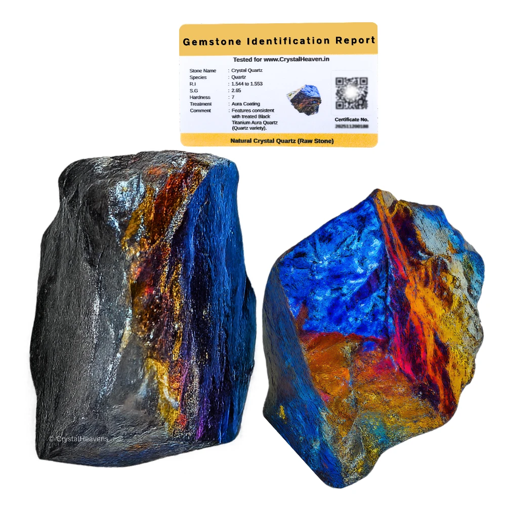 Raw Black Titanium Aura Quartz Crystals (5 Pieces)