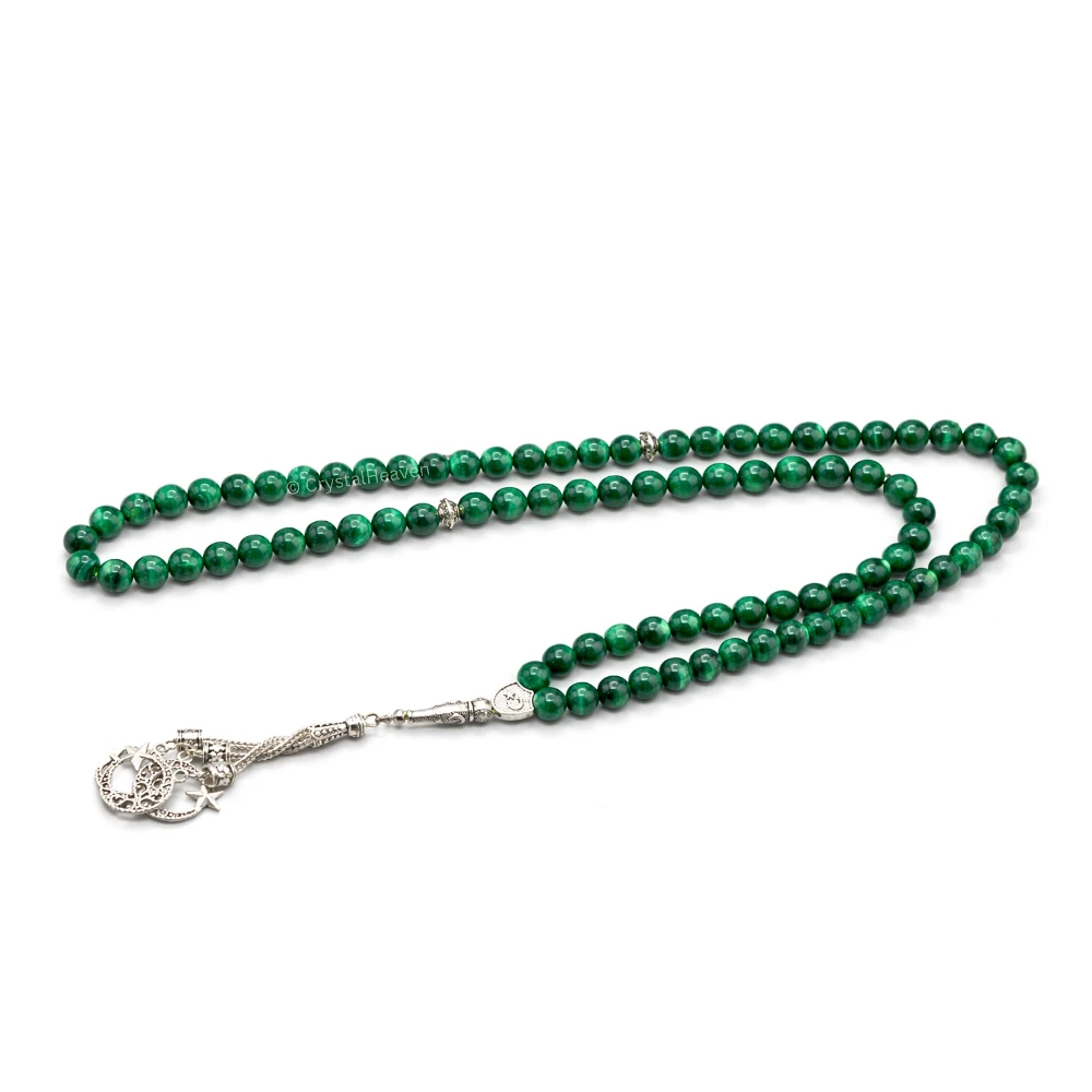 Malachite Crystal Tasbih (Silver)