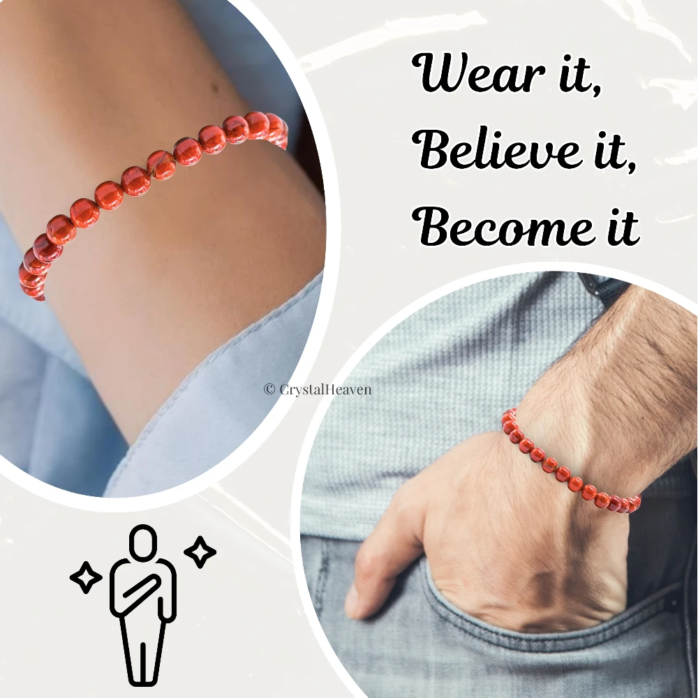 Red Jasper Healing Crystal Bracelets - 6mm Beads (Adjustable)