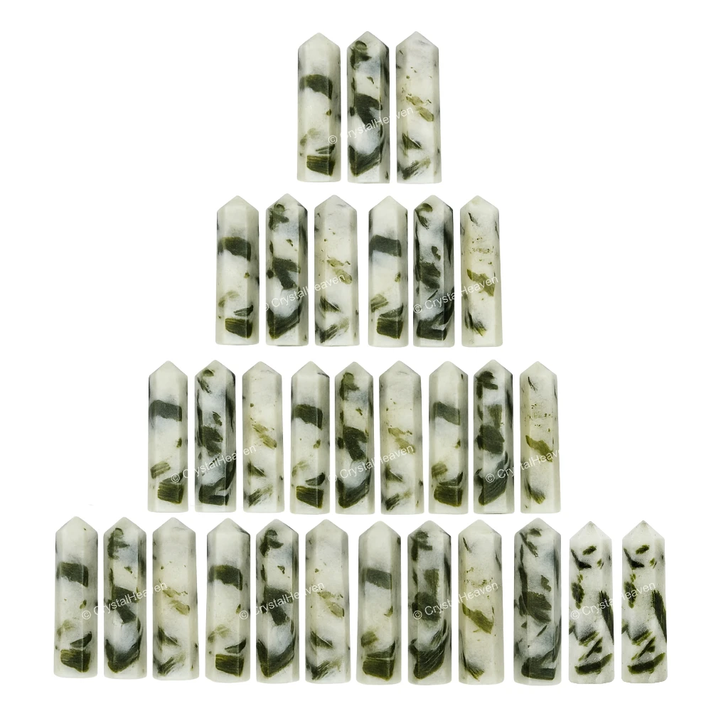 Green Tourmaline In Quartz Pencil Points (Set of 3)