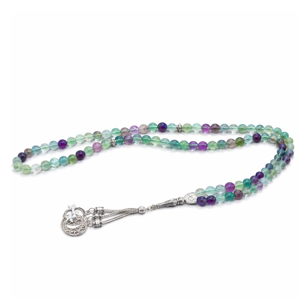 Multi Fluorite Crystal Tasbih (Silver)