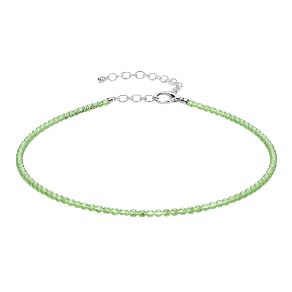 Green Chalcedony Anklet - 2mm Faceted Beads