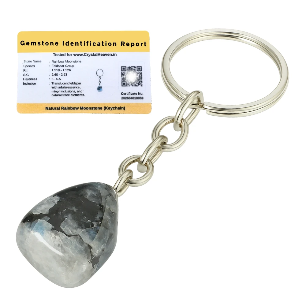 Rainbow Moonstone Crystal Keychain (Tumbled)